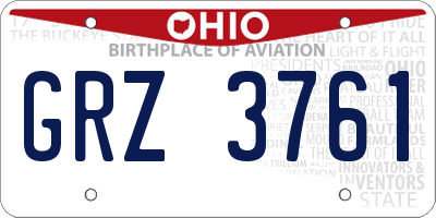 OH license plate GRZ3761