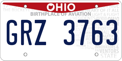 OH license plate GRZ3763