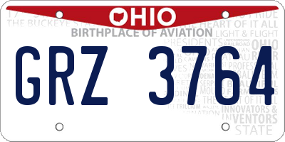 OH license plate GRZ3764
