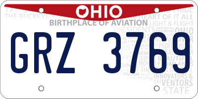 OH license plate GRZ3769