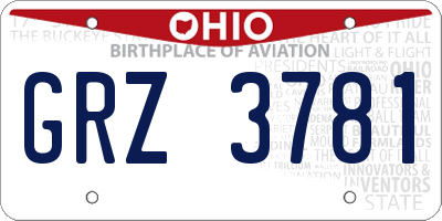 OH license plate GRZ3781