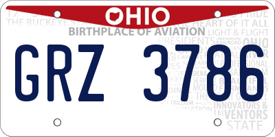 OH license plate GRZ3786