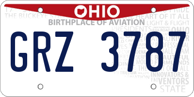 OH license plate GRZ3787