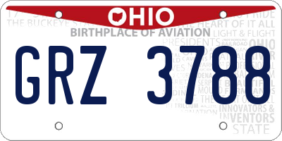 OH license plate GRZ3788