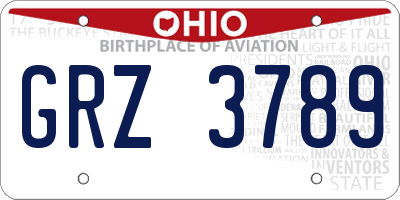 OH license plate GRZ3789