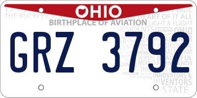 OH license plate GRZ3792