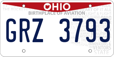 OH license plate GRZ3793