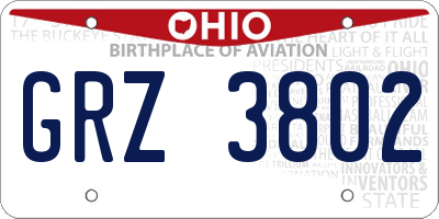 OH license plate GRZ3802