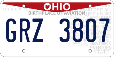OH license plate GRZ3807