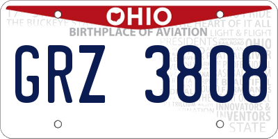 OH license plate GRZ3808