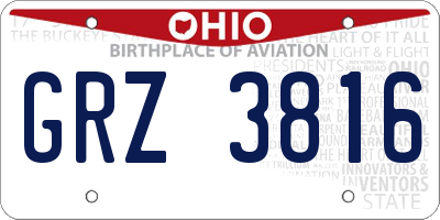 OH license plate GRZ3816