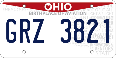 OH license plate GRZ3821