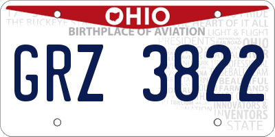 OH license plate GRZ3822