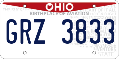 OH license plate GRZ3833