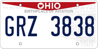 OH license plate GRZ3838