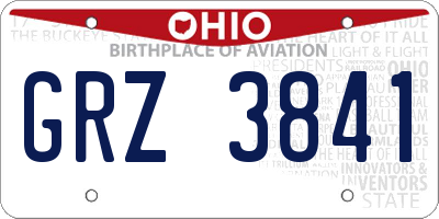 OH license plate GRZ3841