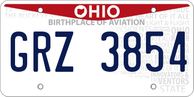 OH license plate GRZ3854