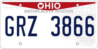 OH license plate GRZ3866