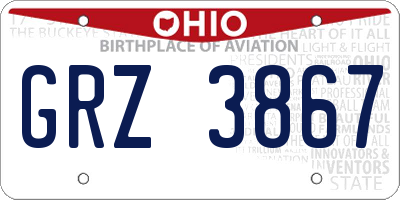 OH license plate GRZ3867