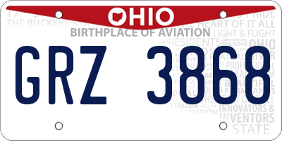 OH license plate GRZ3868