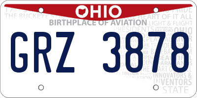 OH license plate GRZ3878