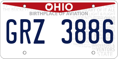 OH license plate GRZ3886