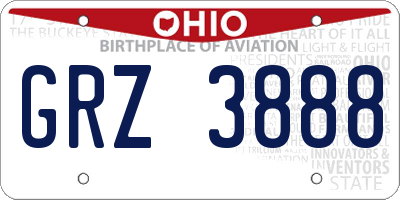 OH license plate GRZ3888