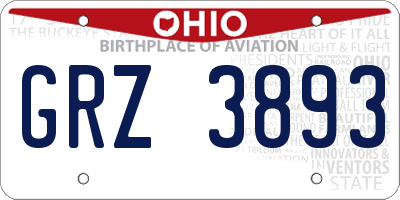OH license plate GRZ3893
