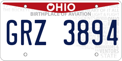 OH license plate GRZ3894