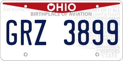 OH license plate GRZ3899