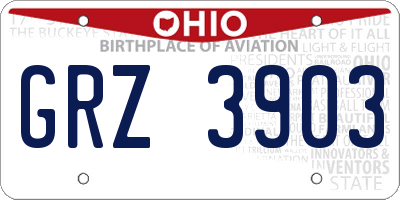 OH license plate GRZ3903