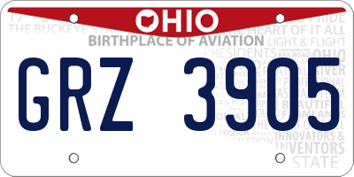 OH license plate GRZ3905