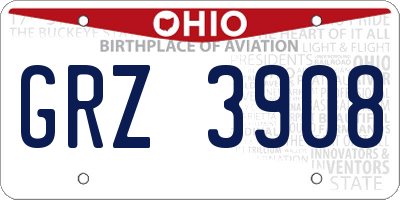 OH license plate GRZ3908