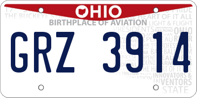 OH license plate GRZ3914