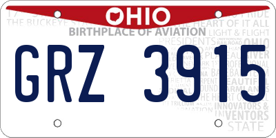 OH license plate GRZ3915