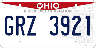 OH license plate GRZ3921