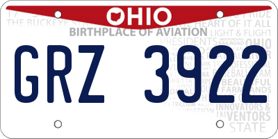 OH license plate GRZ3922