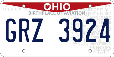 OH license plate GRZ3924