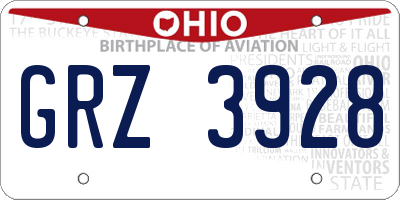 OH license plate GRZ3928