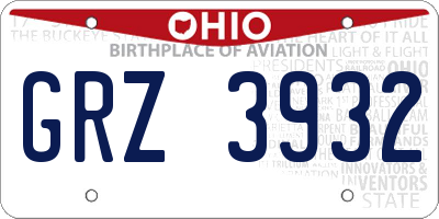 OH license plate GRZ3932