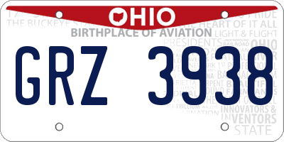 OH license plate GRZ3938
