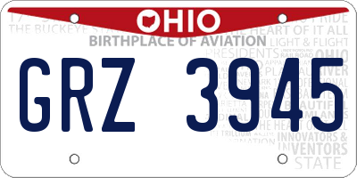 OH license plate GRZ3945