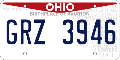 OH license plate GRZ3946