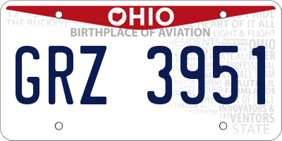 OH license plate GRZ3951