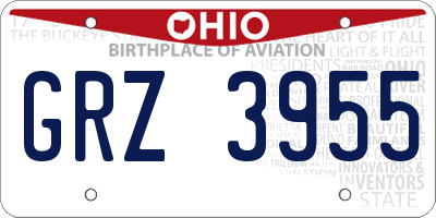 OH license plate GRZ3955