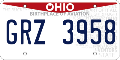 OH license plate GRZ3958