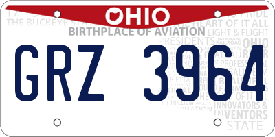 OH license plate GRZ3964