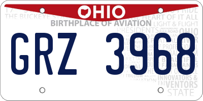 OH license plate GRZ3968