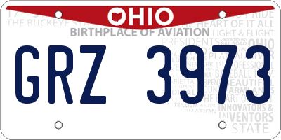 OH license plate GRZ3973