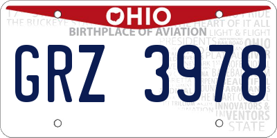 OH license plate GRZ3978